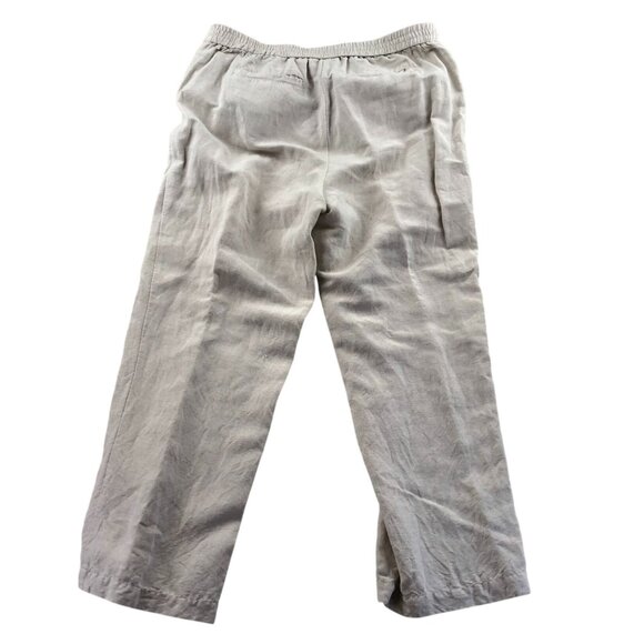 JM Collection Women's Pants Size PM Linen Blend Straight Leg Elastic Waist Beige - Picture 2 of 13